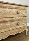 Chest of Drawers Vintage French Louis Oak 2 Drawers Carved Cabinet LOT 64066