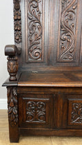 Monks Bench Antique French Style Oak Storage Hall Seat Coffee Bench LOT 62989