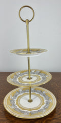 Cake Stand Vintage Style German Bavaria Porcelain Brass Three Tier LOT 47540