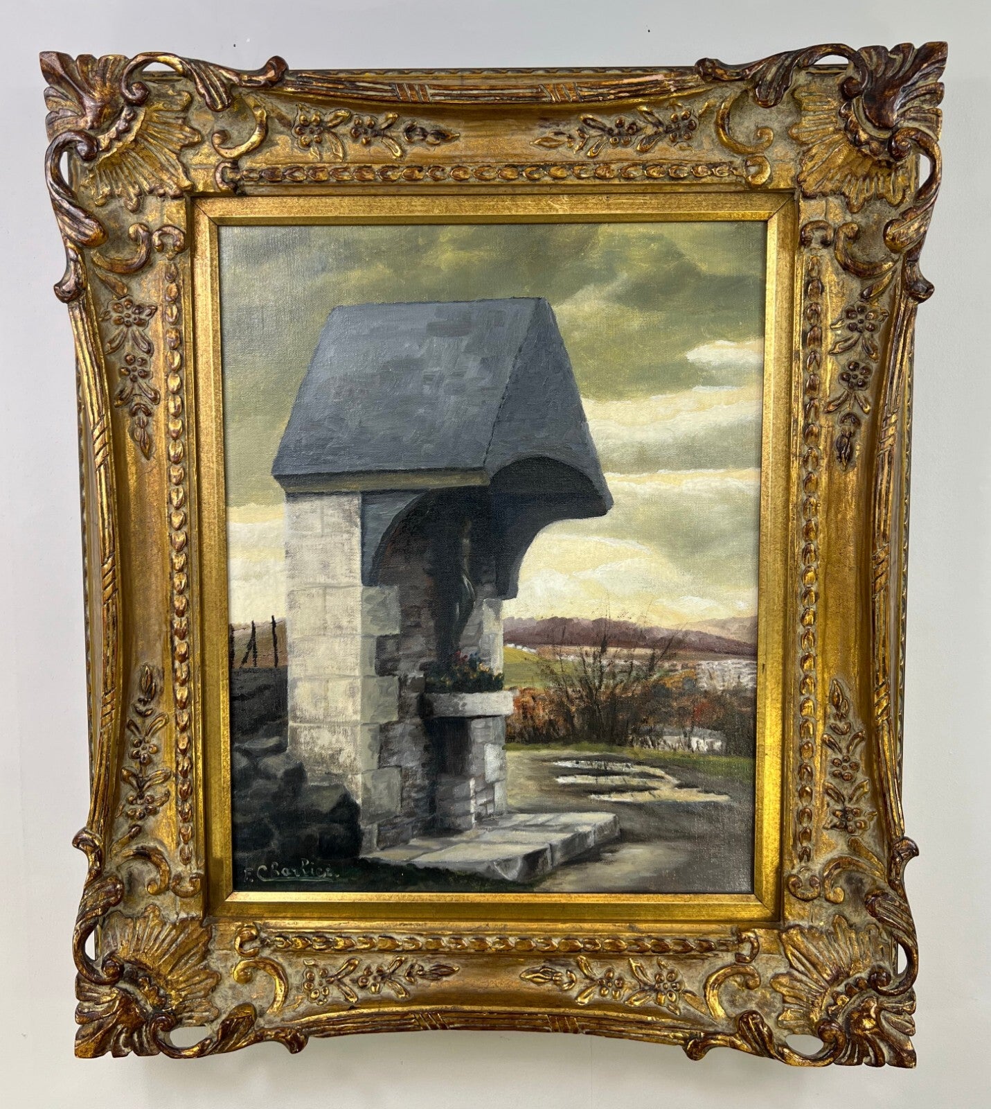 Oil Painting Vintage French Framed Landscape 71cm x 60cm Wall Art LOT 51230