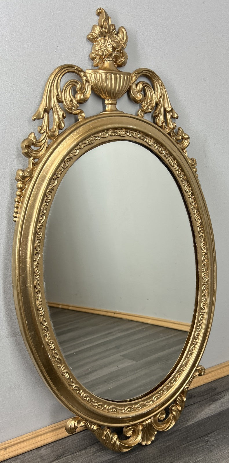 Mirror Vintage French Ornate Oval Wall Mirror Gold Finish Wall Decor LOT 47150