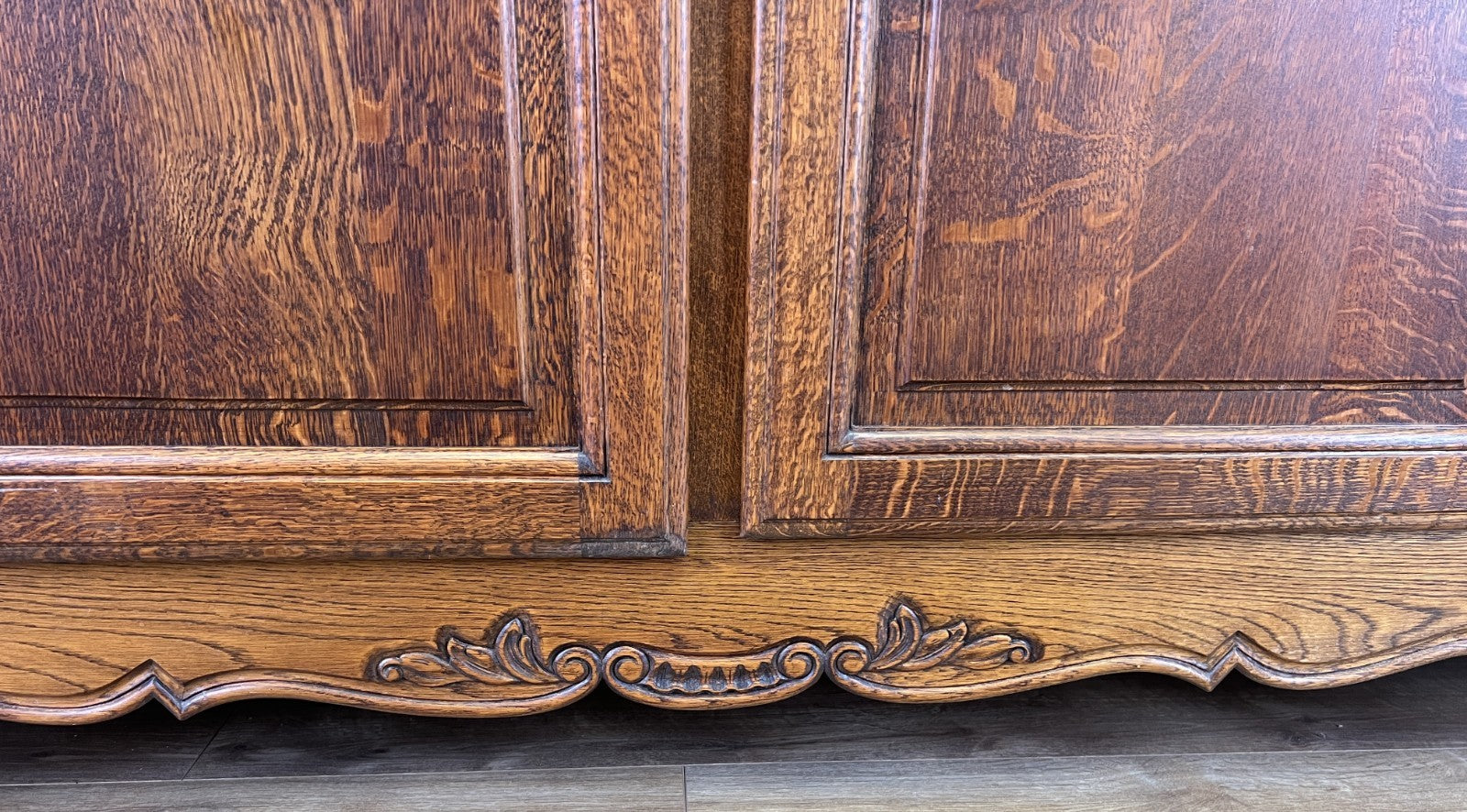 Wardrobe Vintage French Louis XVI Style Oak Four Door Carved Armoire LOT 48279