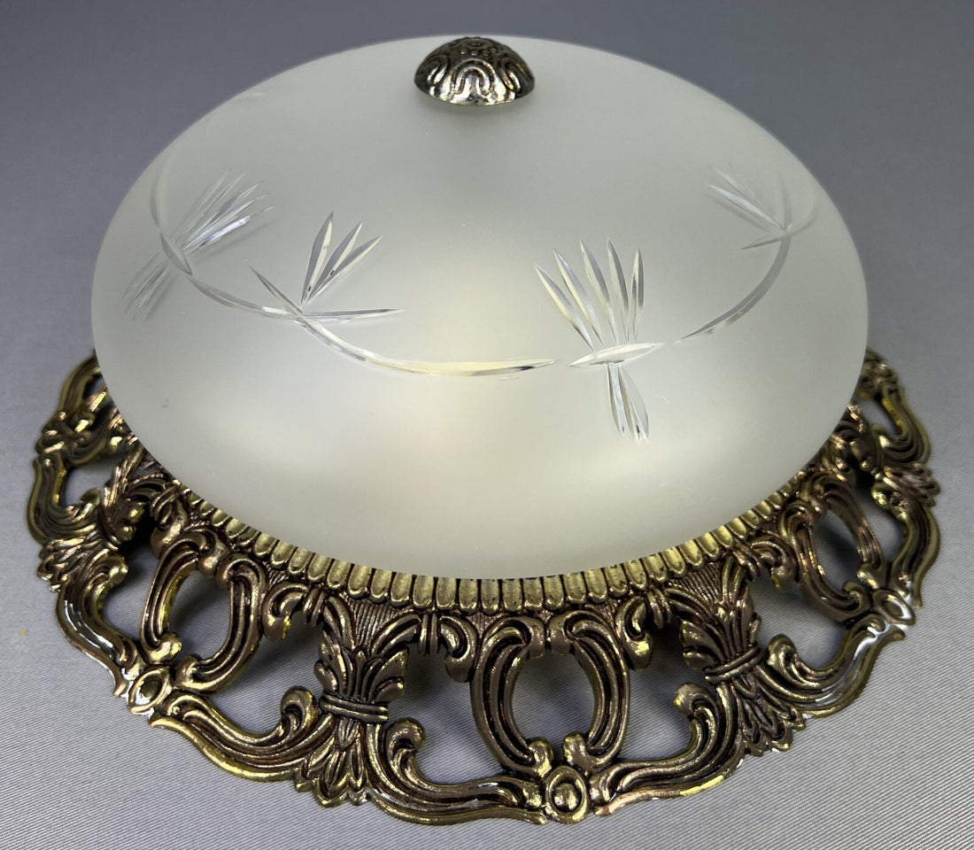 Ceiling Lamp Vintage Style Brass Pendant Glass Chandelier Light LOT 51540