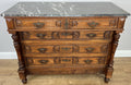 Chest of Drawers Antique French Style Marble Top Walnut Cabinet LOT 60777