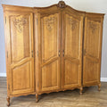 Wardrobe Vintage French Louis XVI Style Oak Four Door Carved Armoire LOT 61042