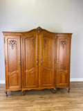 Wardrobe Vintage French Louis XVI Style Oak Four Door Carved Armoire LOT 6503