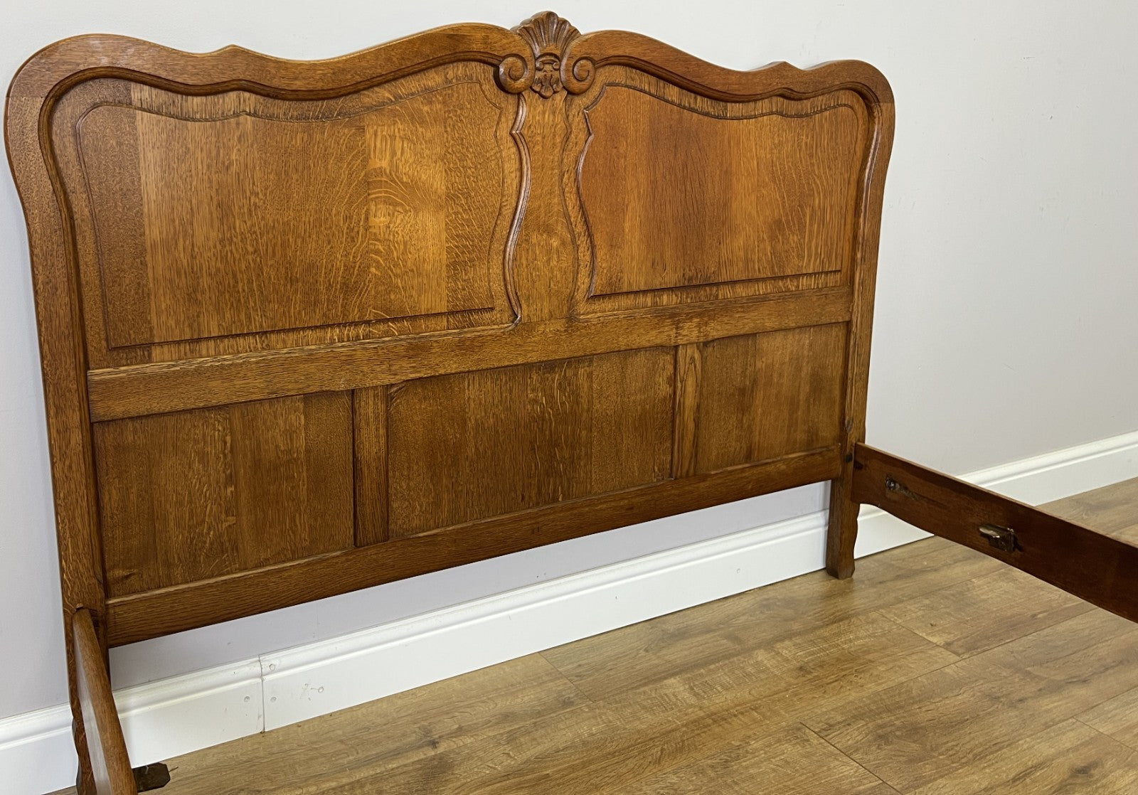 Bed Vintage French Louis XVI Double Bed Frame Oak Carved Headboard LOT 640810