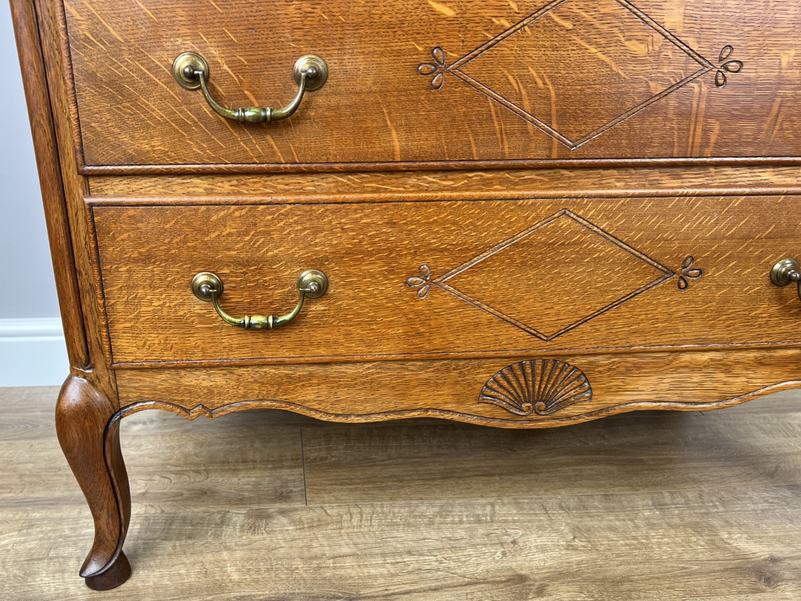 Chest of Drawers Vintage French Louis Oak 3 Drawers Carved Cabinet LOT 62615
