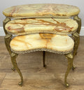 Nested Tables Vintage French Marble Onyx Brass Tables Set LOT 49703