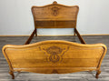 Bed Vintage French Louis XVI Oak Double Bed Frame Carved Headboard LOT 36670