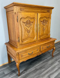 Cabinet Vintage French Style Oak Carved Storage Drawers Cupboard LOT 37531