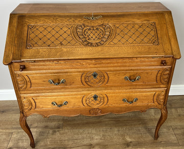 Secretaire Writing Desk Vintage French Louis Oak Rare Bureaux Cabinet LOT 49350