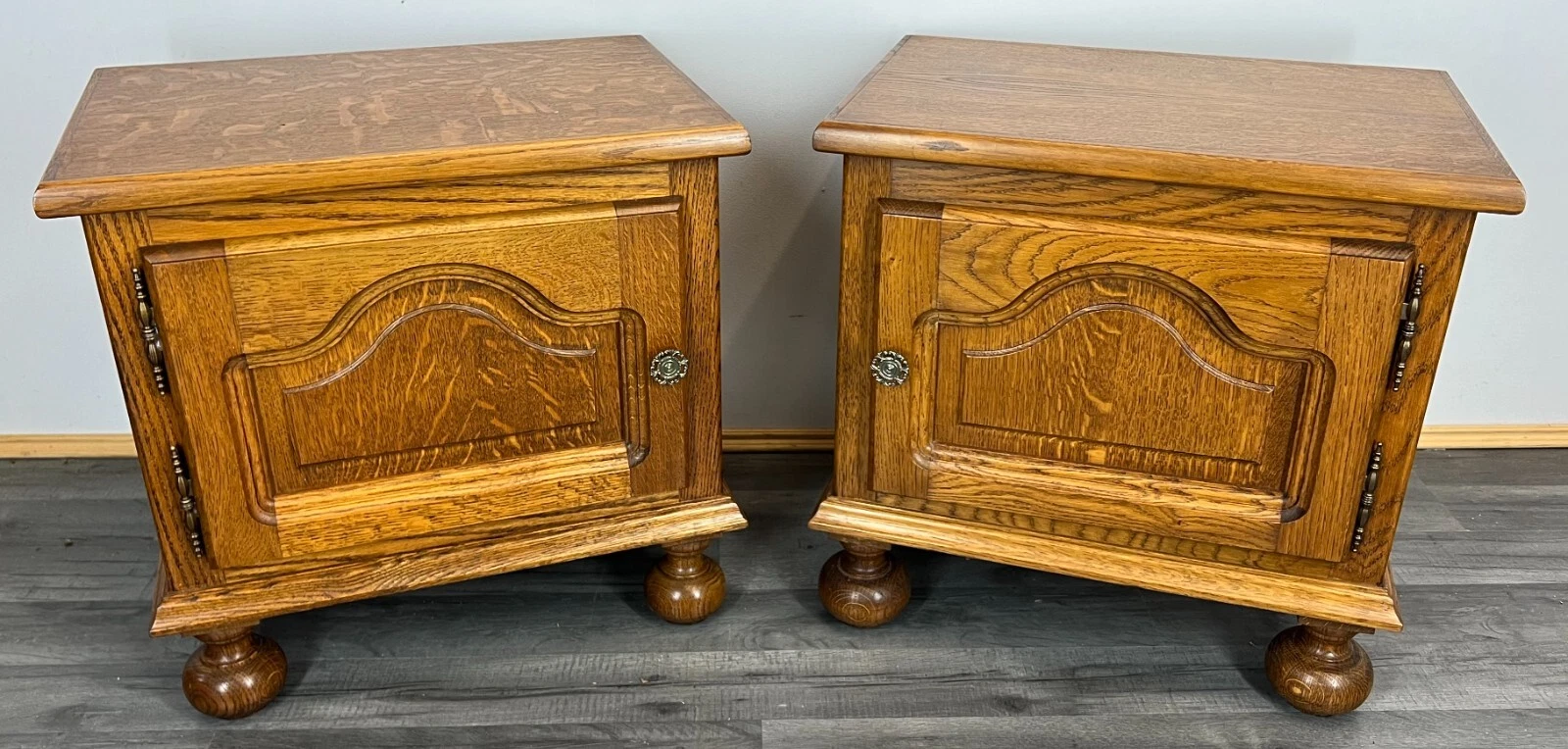 Pair of Bedside Tables Vintage French Nightstands Carved Cabinets LOT 31160