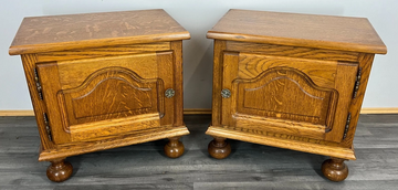Pair of Bedside Tables Vintage French Nightstands Carved Cabinets LOT 31160