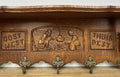 Coat Rack Vintage French Oak Wall Mounted 5 Hooks Carved Rack Hanger LOT 63034