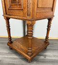 Bedside Table Antique French Oak with Marble Top Carved Cabinet LOT 43356