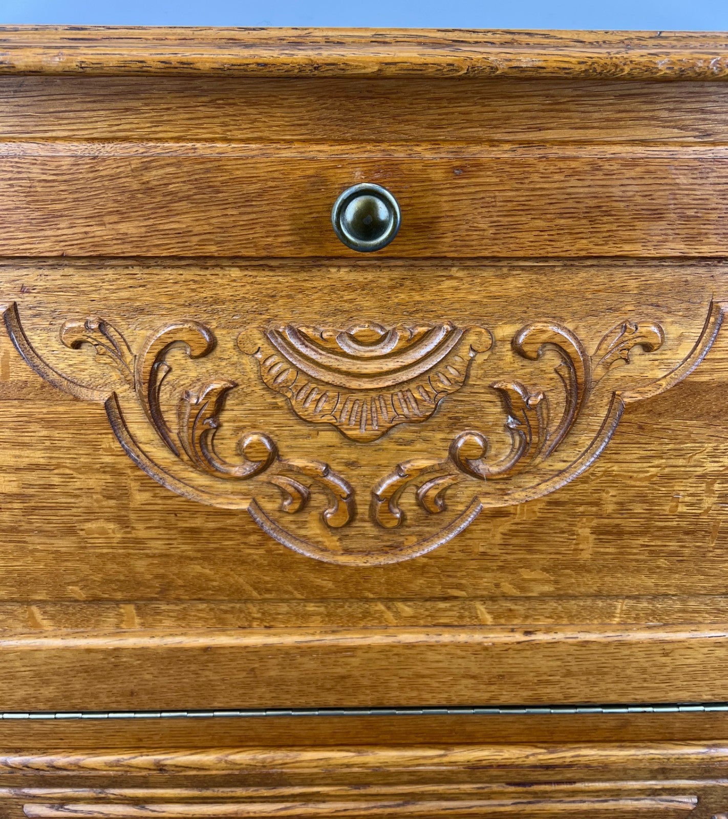 Cabinet Vintage French Louis XIV Style Drop Front Oak Carved Sideboard LOT 18124