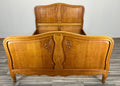 Bed Vintage French Louis XVI Double Bed Frame Oak Carved Headboard LOT 36540