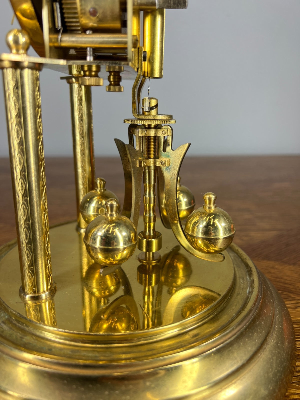 Clock Kern  Vintage Style Glass Dome Brass Anniversary Clock LOT 467611