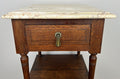 Pair of Bedside Tables Antique French Marble Top Carved Oak Cabinets LOT 49185