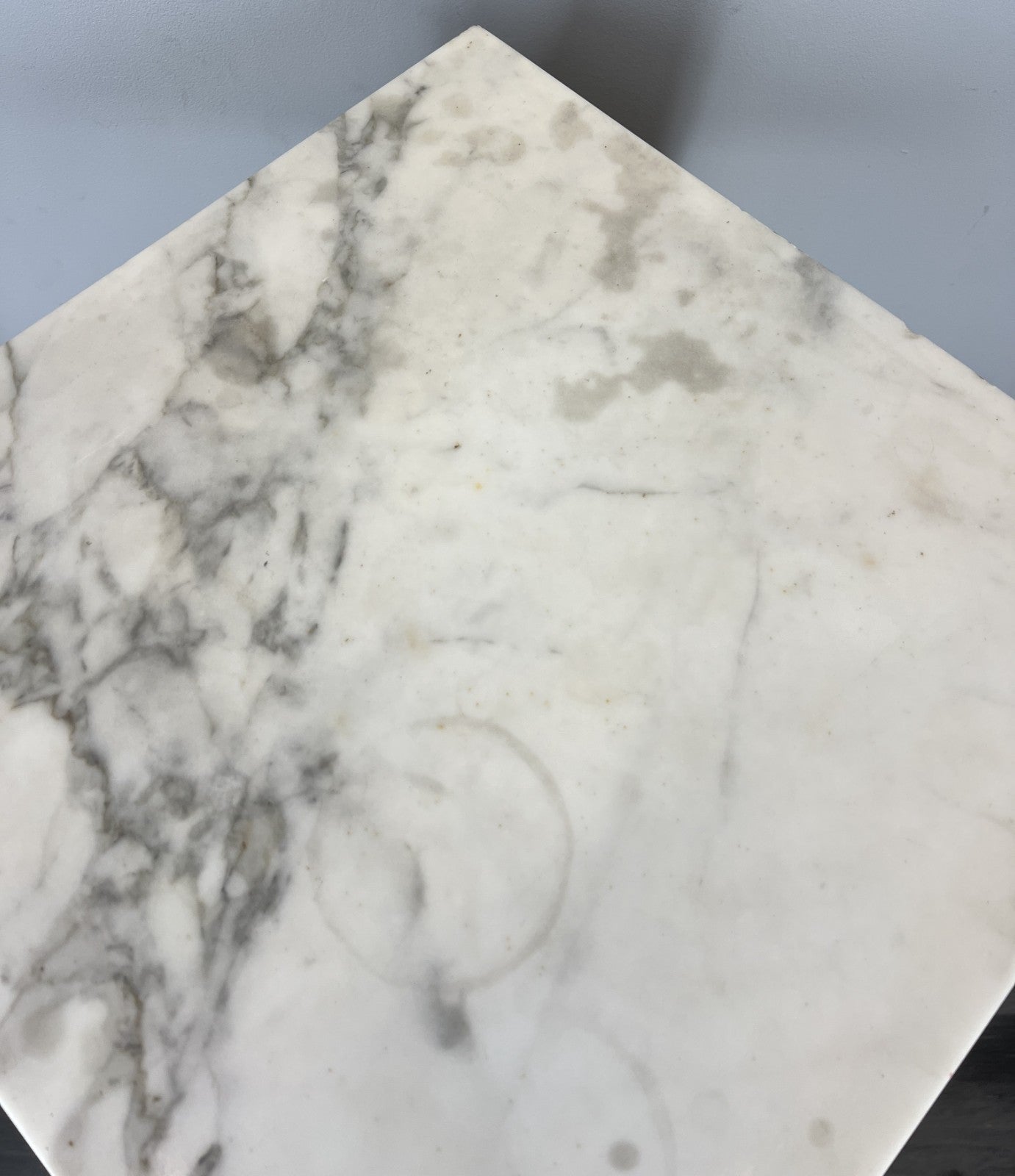 Bedside Table Antique French Oak with Marble Top Carved Cabinet LOT 433610