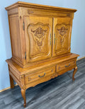Cabinet Vintage French Style Oak Carved Storage Drawers Cupboard LOT 37533