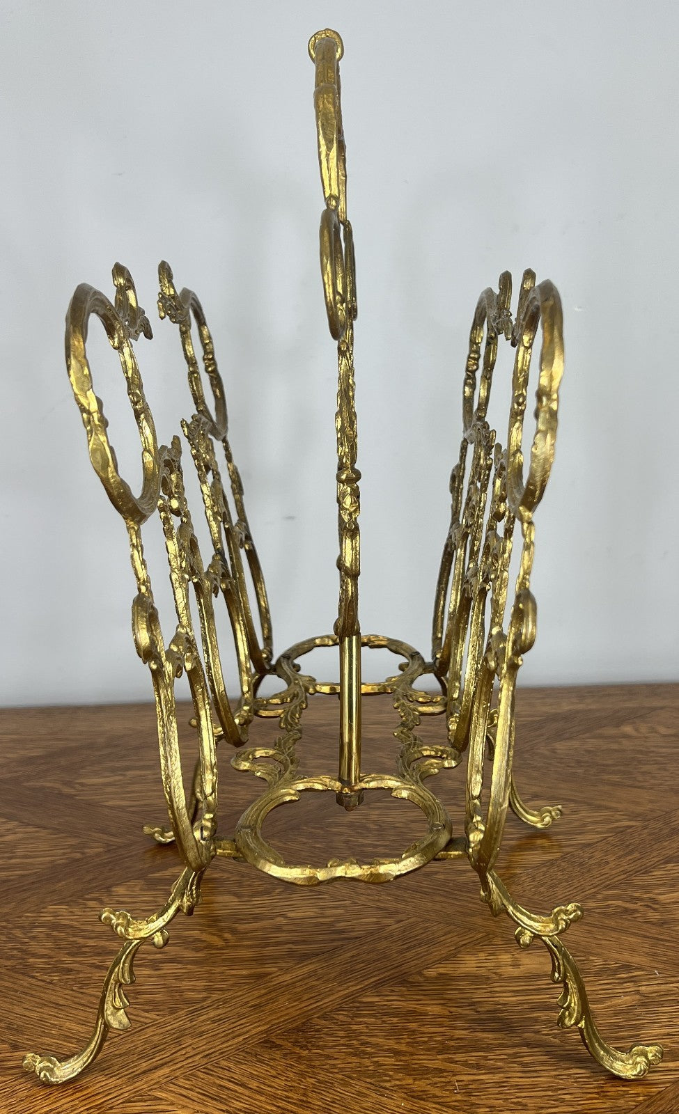 Newspaper Rack Vintage French Style Brass Magazine Stand LOT 46478