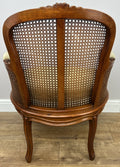 Armchair Vintage French Style Cane Upholstered Accent Carved Chair LOT 63114
