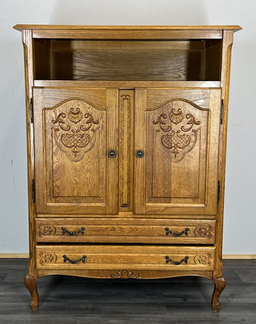 Cabinet Vintage French Louis XIV Style Oak Sideboard Carved Cabinet LOT 16460