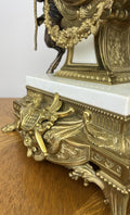 Clock Antique Louis XV Brass Marble Garniture Set With Candelabras LOT 602613