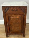 Bedside Table Antique French Marble Top Oak Cabinet Carved Cupboard LOT 62000