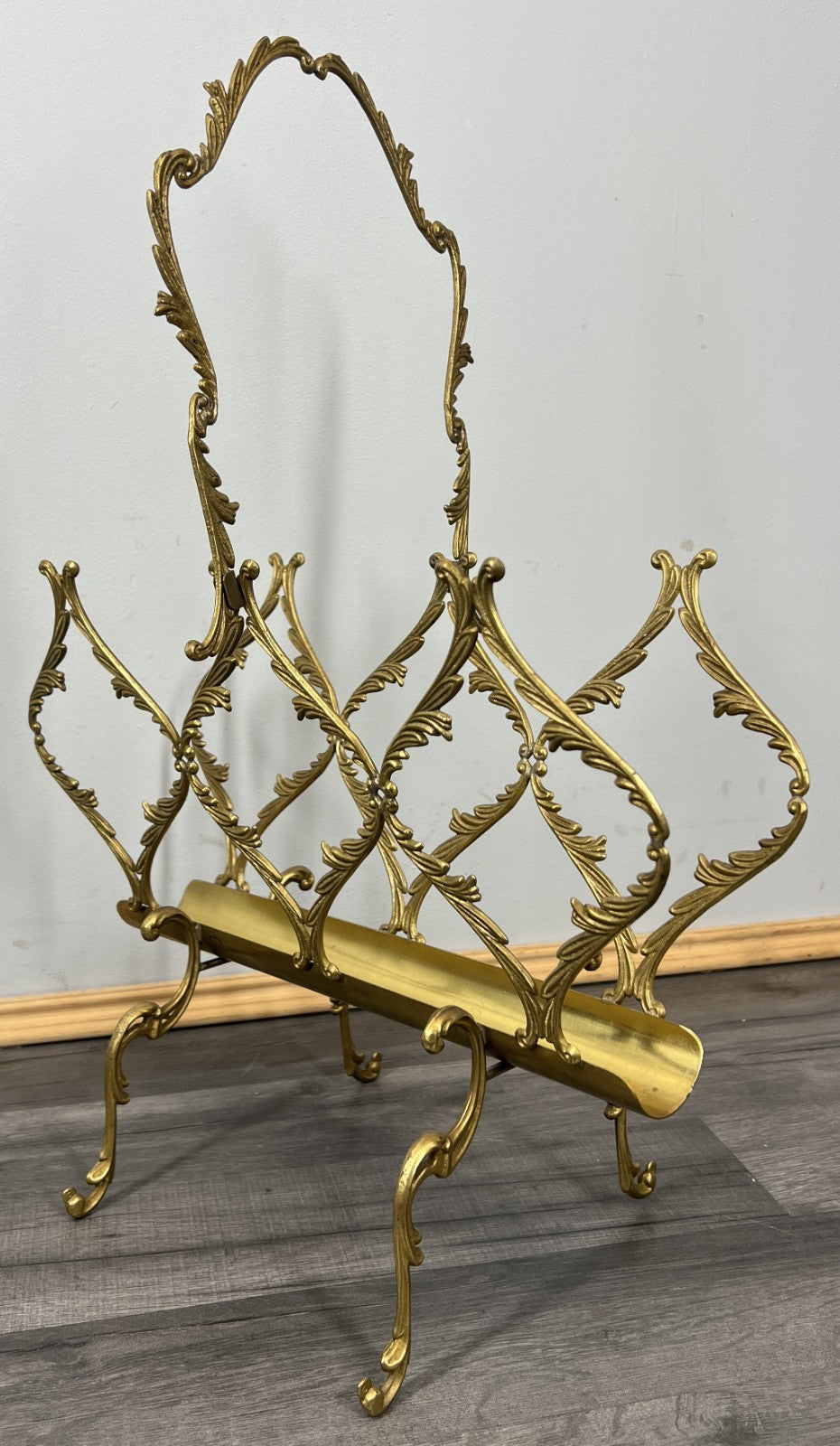 Newspaper Rack Vintage French Style Brass Magazine Stand LOT 46337