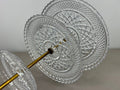 Cake Stand Vintage French Crystal Three Tier Serving Stand Brass Handle LOT 36007