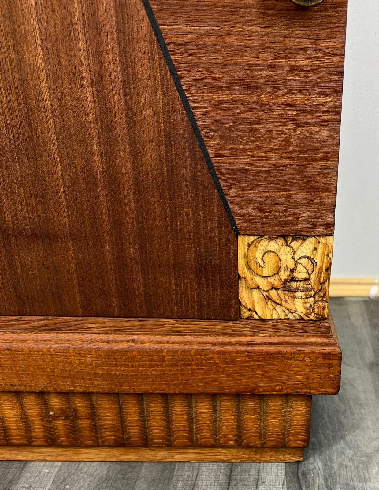 Cabinet Antique French Style Marble Top Bedside Table Carved Cupboard LOT 30993