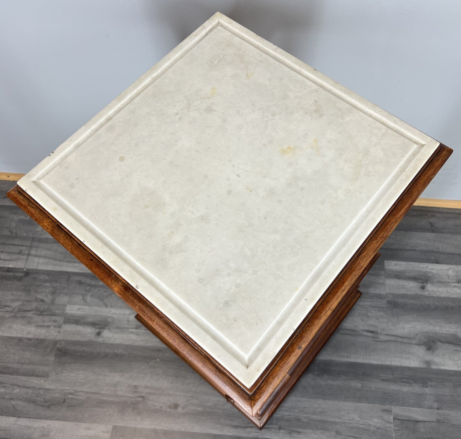 Bedside Table Antique French Walnut Marble Top Cabinet Nightstand LOT 444910