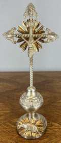 Crucifix Vintage French Style Religious Cross Gilt Detail Stand LOT 46530