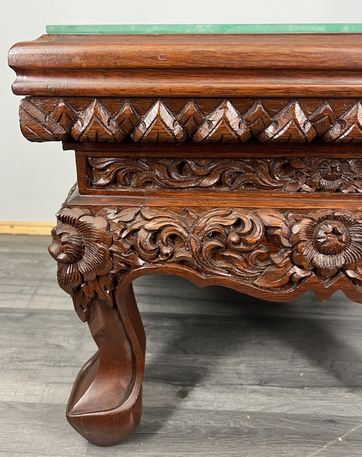 Coffee Table Plant Stand Vintage Chinese Mahogany Hand Ornate Carved  LOT 43283