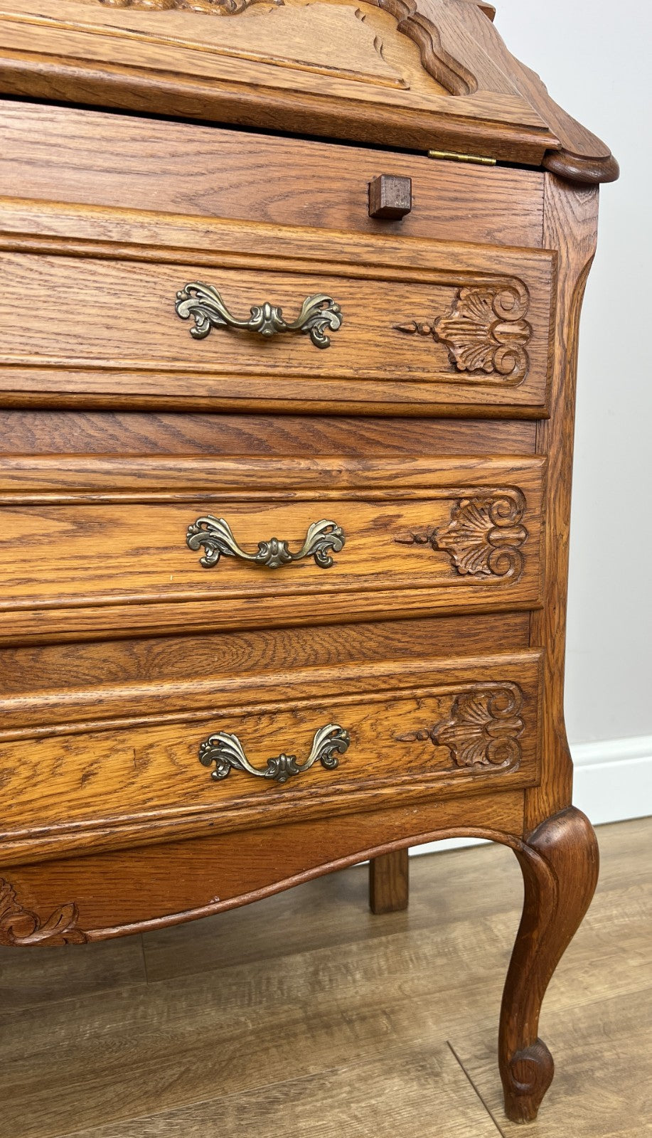 Secretaire Writing Desk Vintage French Style Oak Rare Bureaux Cabinet LOT 60918