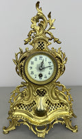 Clock Vintage French Style Brass Ornate Mantel Clock with Key LOT 6474