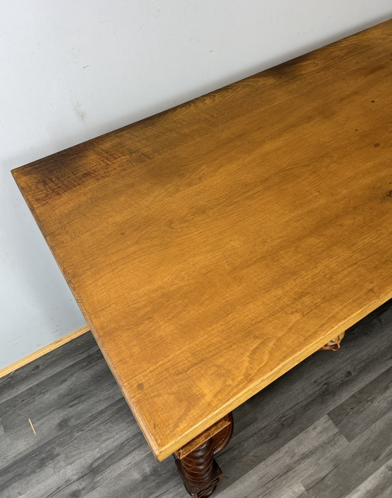 Cabinet Antique French Style Oak Carved Table with Two Drawers LOT 480012