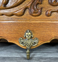 French Vintage Style Coat Rack Oak 5 Hooks Ornate Wall Shelf Coat LOT 46914