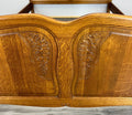 Bed Vintage French Louis XVI Oak Double Bed Frame Carved Headboard LOT 30136