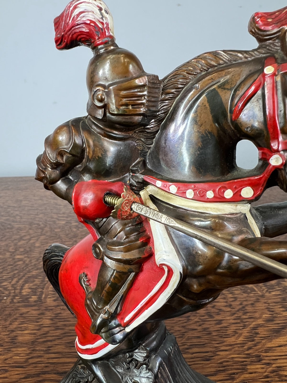 Figurine Vintage French Style Knight on Horse Metal Sculpture LOT 47575
