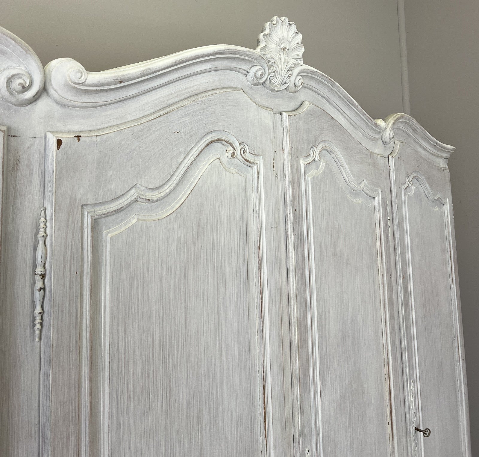 Wardrobe Vintage French Louis XVI Shabby Chic Four Door Oak Armoire LOT 61652