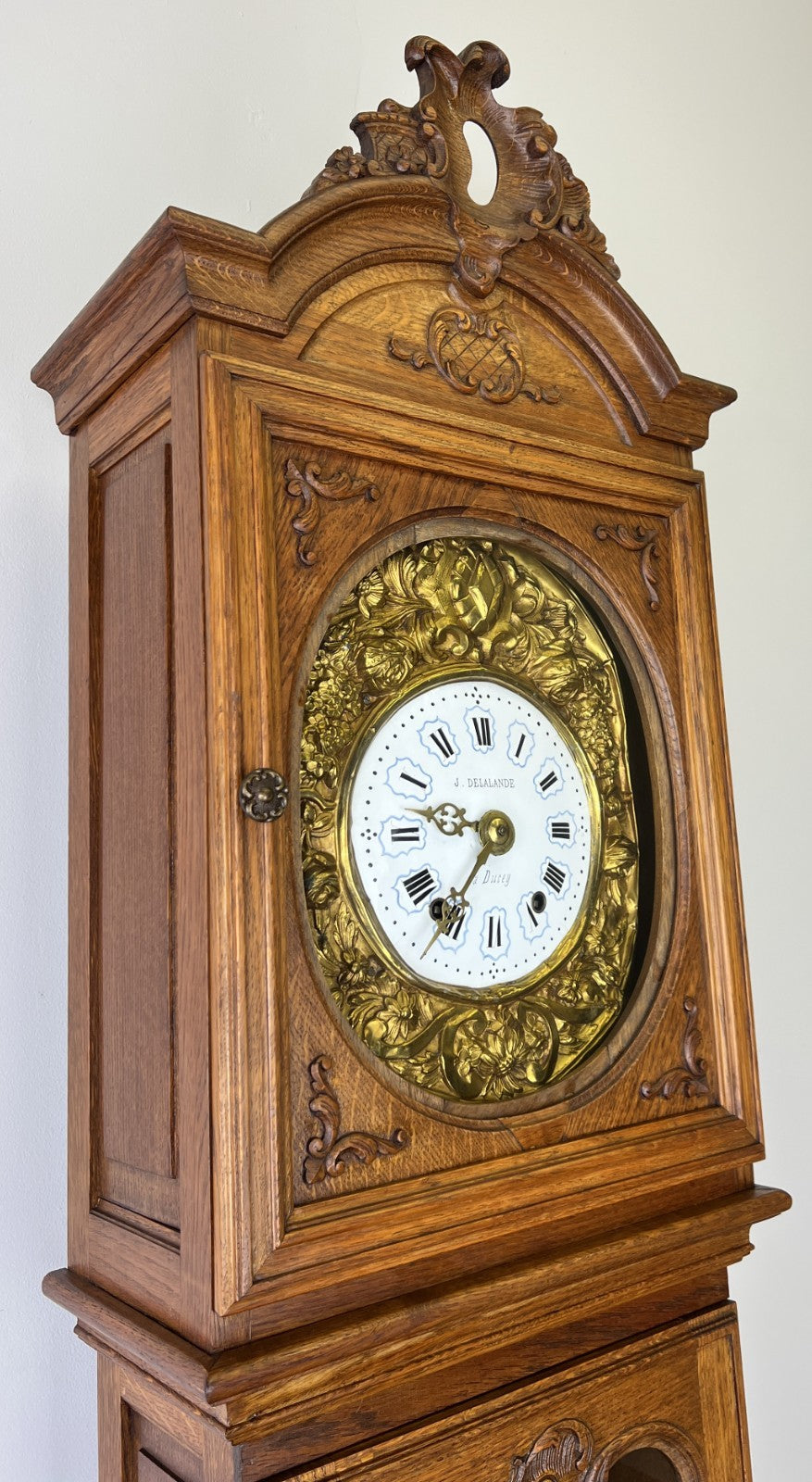Grandfather Clock Vintage French Louis Style Oak Decorative Clock LOT 48890