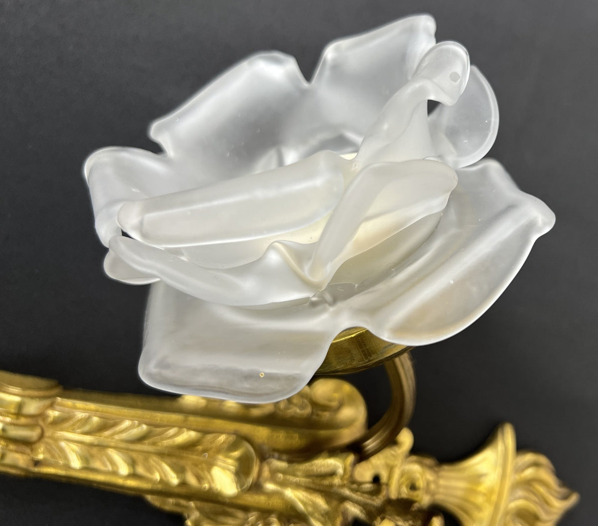 Pair of Wall Lights Vintage French Ornate Double Arm Glass Sconces LOT 6477