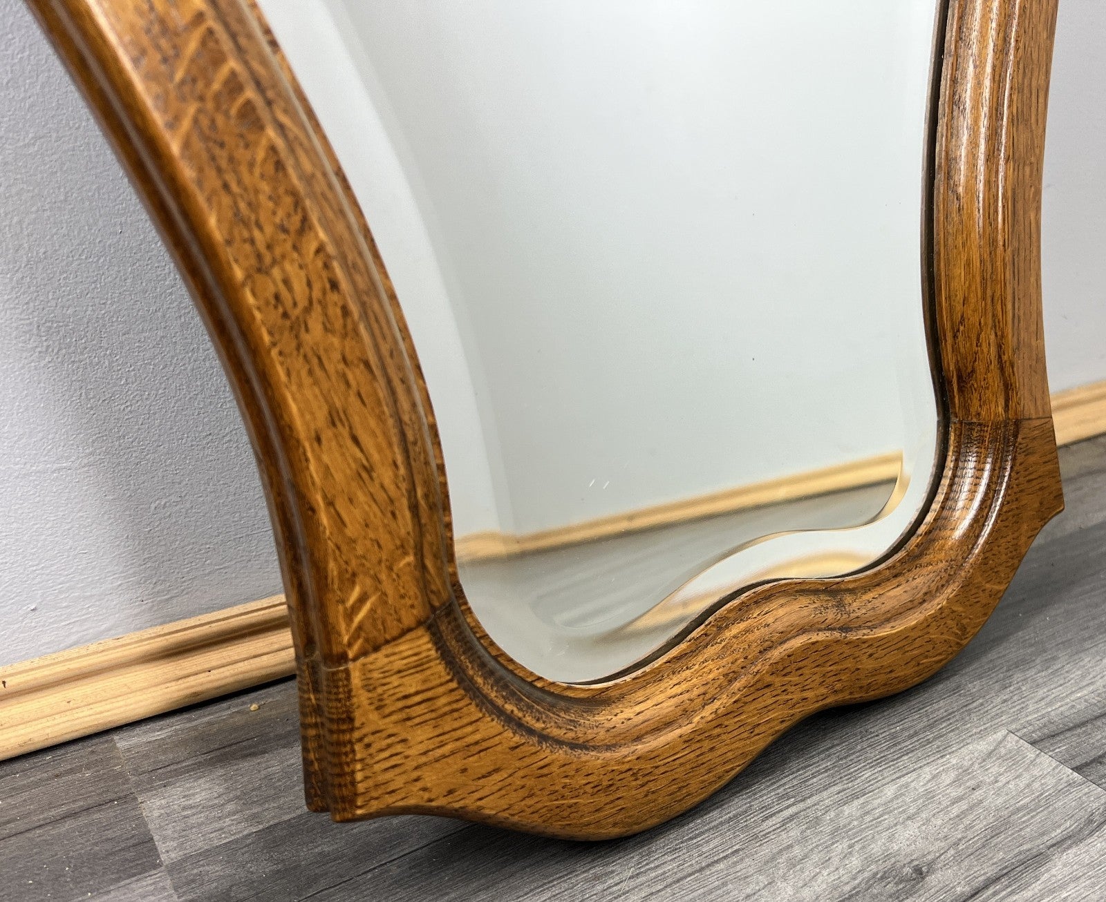 Vintage French Style Carved Oak Wall Mirror Ornate Wall Frame LOT 45411