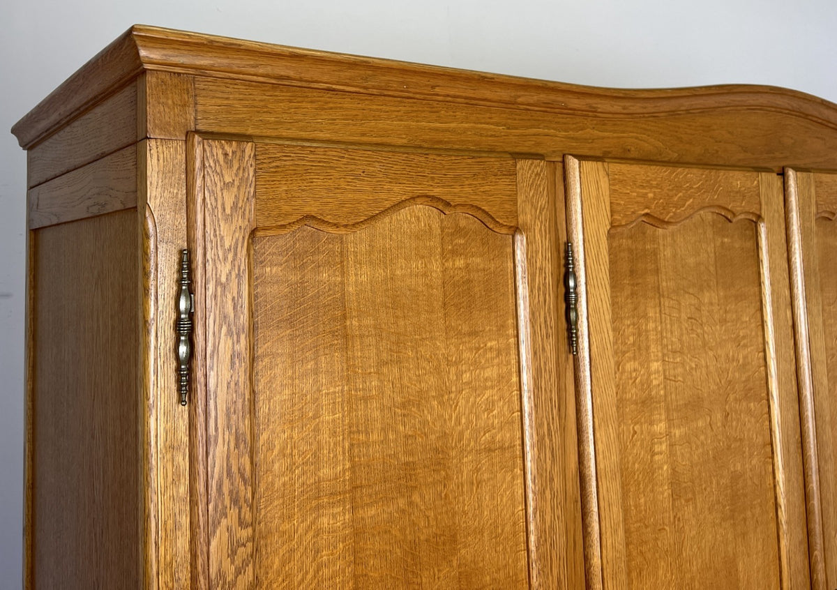 Wardrobe Vintage French Louis XVI Style Oak Four Door Carved Armoire LOT 6501