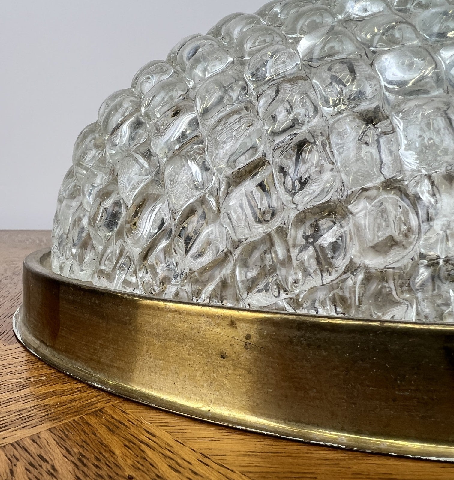 Ceiling Lamp Vintage French Brass Pendant Glass Flush Mount Light LOT 606313