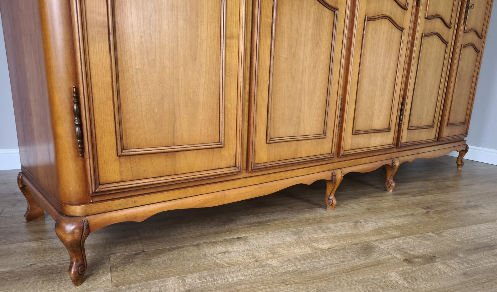 Wardrobe Vintage French Louis XVI Style Five Door Carved Armoire LOT 49908
